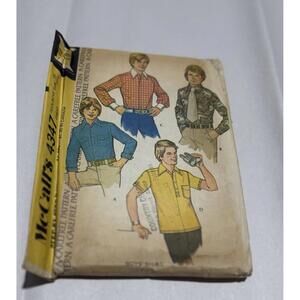 Vintage McCall’s 4347 Teen Boys Shirt Sewing Pattern – 1970s –‎ Size 16 Chest 35